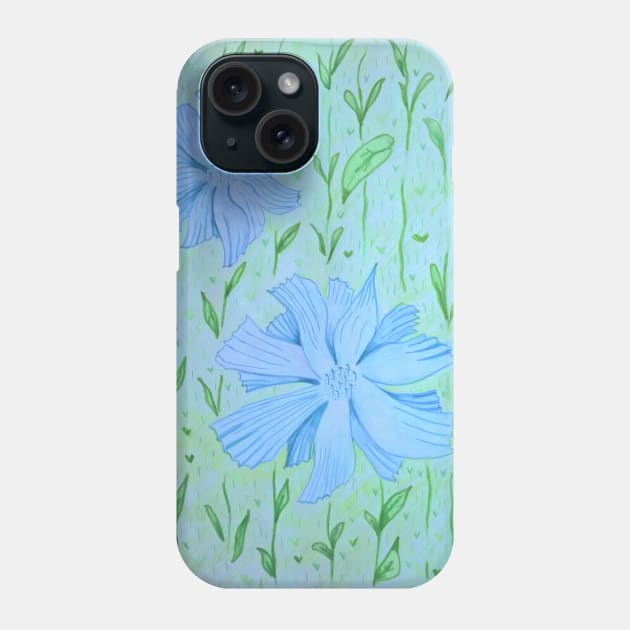 Chicory Flowers in the grass Phone Case by Maltez