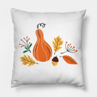 Fall print with hand drawn botanical elements Pillow