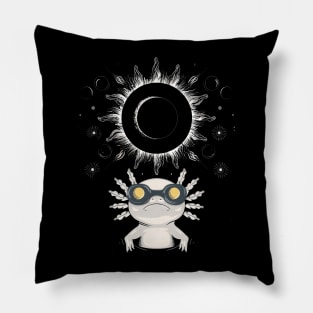 Total Solar Eclipse 2024 Axolotl Wearing Eclipse Glasses Pillow