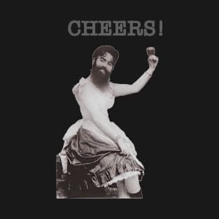 Bearded Lady Toasting "CHEERS!" T-Shirt