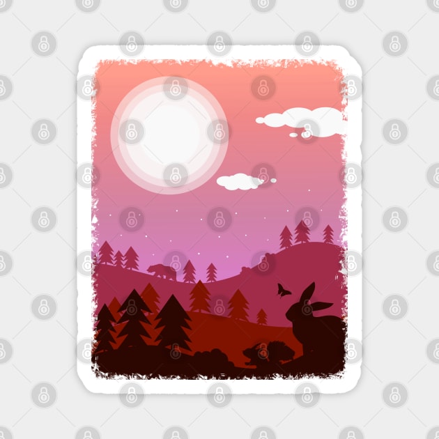 Forest Animals Under Twilight 2 Magnet by TaliDe