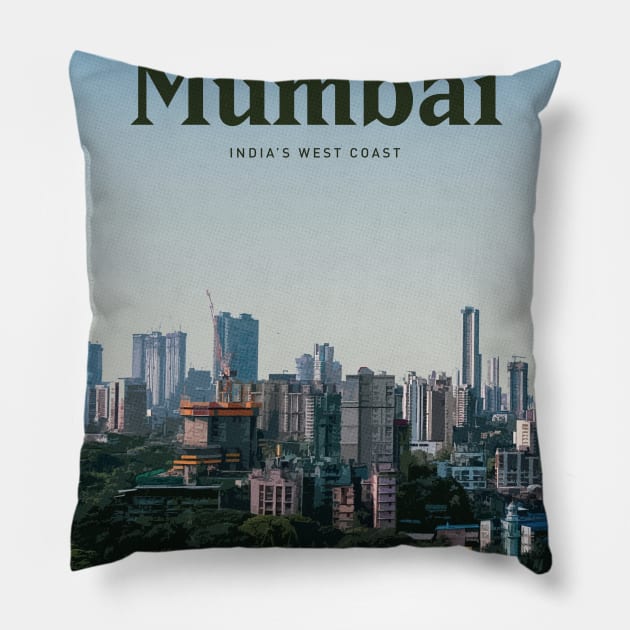 Visit Mumbai Pillow by Mercury Club