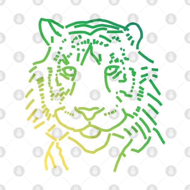 Green Tiger Face by ellenhenryart