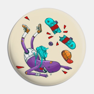 Skate shirt | Crashed skateboarder monster fan art Pin