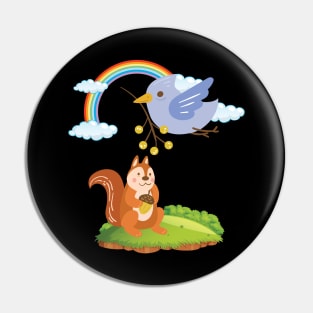 Bird and Squirrel Pin