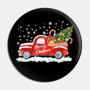 Merry Christmas Retro Vintage Red Truck Pin