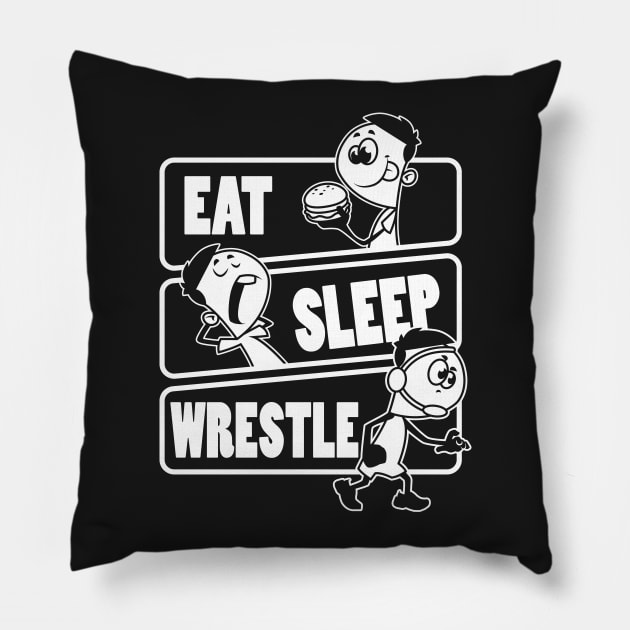 Eat Sleep Wrestle Repeat Funny Wrestling Wrestler graphic Pillow by theodoros20