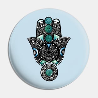 Hamsa blue hand Pin