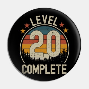 Level 20 Complete, 20th Anniversary Gifts for Him and Her, 20 Years Wedding Anniversary present for Husband and Wife, 20th Wedding Anniversary Pin
