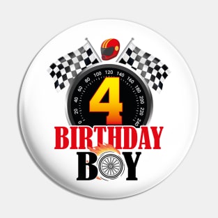 Kids 4th Birthday Racing Car Driver Pin