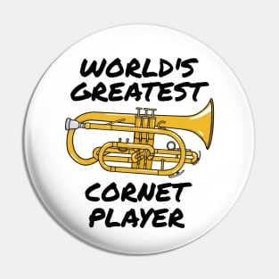 World's Greatest Cornet Player Cornetist Brass Musician Funny Pin