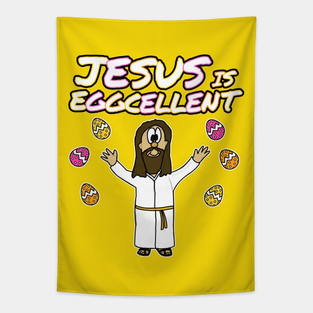 Easter Jesus Is Eggcellent Christian Funny Tapestry by doodlerob