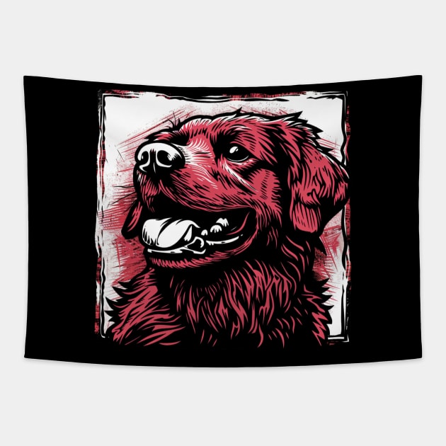 Retro Art Golden Retriever Dog Lover Tapestry by June Sixteen