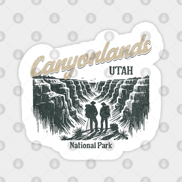 Canyonlands National Park Vintage Hiker, Utah Souvenir Design Magnet by Pixel Threads 
