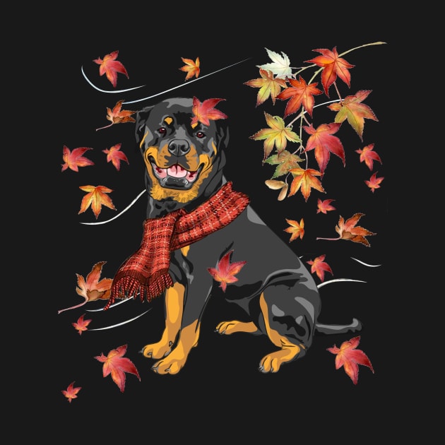 Maple Dog Leaf Fall Hello Autumn Funny Rottweiler Lover by MarrinerAlex