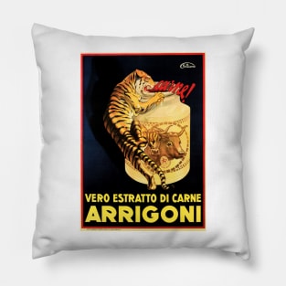 TIGER ARRIGONI Real Meat Extract Vintage Italian Art Deco Food Advertising Pillow