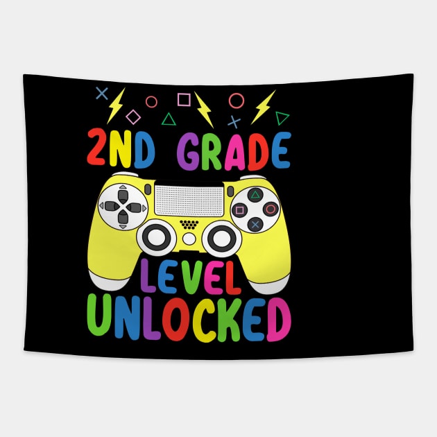 2nd Grade Level Unlocked Funny Gamer Shirt Back To School Video Gamer Tapestry by FONSbually