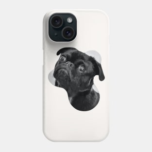 a black sad pug dog painting Phone Case