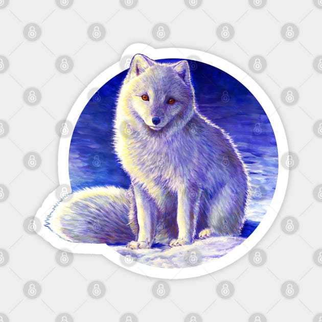 Peaceful Winter Arctic Fox Magnet by rebeccawangart