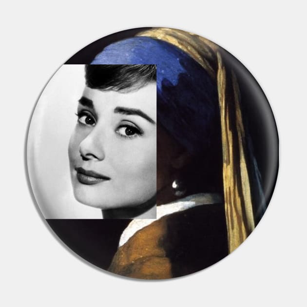 Girl With A Pearl Earring Audrey Hepburn Art Pin by Paskwaleeno