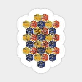 Red, Yellow, Green Honeycomb & Bee Graphic Magnet