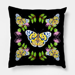 butterfly and flowers Pillow