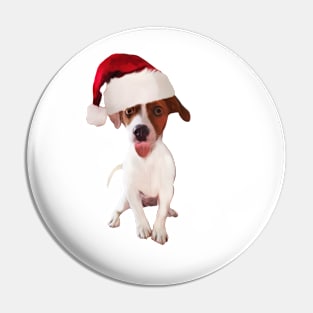 Funny Christmas Jack Russell In Santa Hat Pin