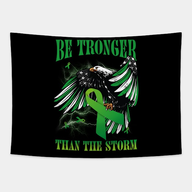 Eagle Be Stronger Than The Storm Mental Health Awareness Ribbon Tapestry by ttao4164