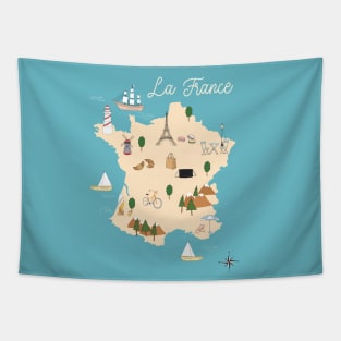 La France Europe Illustration Country Map Tapestry