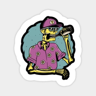 Skeleton drunk summer Magnet