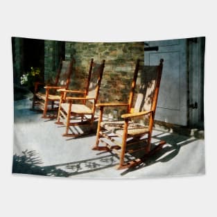 Suburbs - Three Wooden Rocking Chairs Tapestry