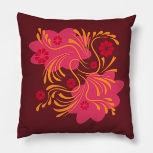 Folk flowers floral art print Flowers abstract art Pillow