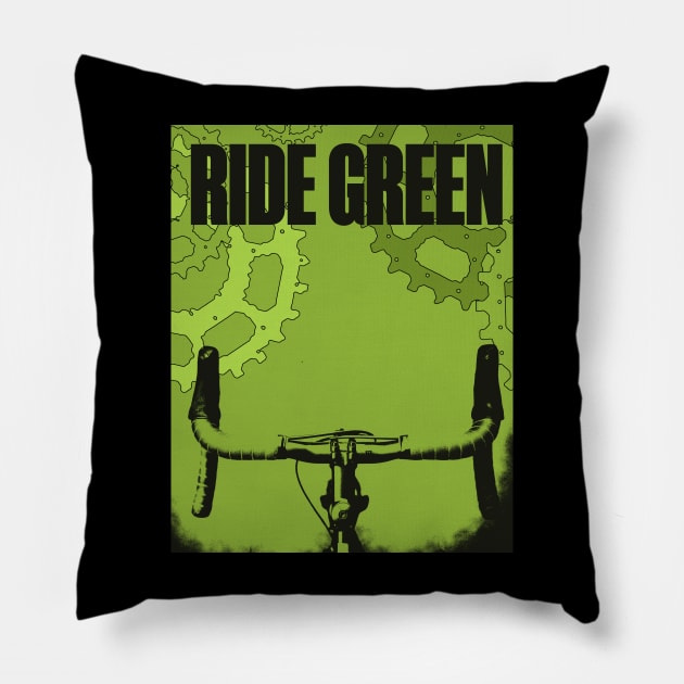 Ride Green Pillow by karenpaytonart