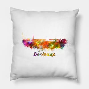 Bordeaux skyline in watercolor Pillow