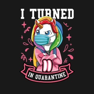 Masked School Unicorn turned 11 in Quarantine T-Shirt