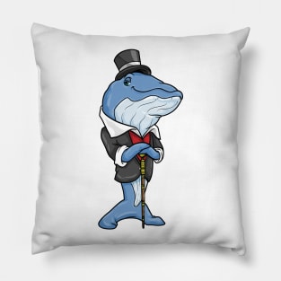 Whale as groom with jacket bow and walking stick Pillow