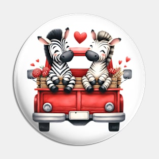 Valentine Zebra Couple Sitting On Truck Pin