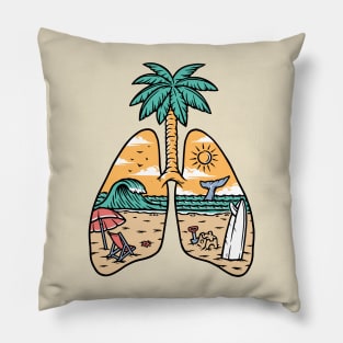 beautiful view of the beach in lungs Pillow