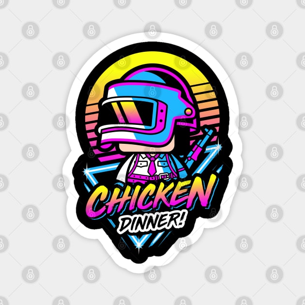PUBG Chicken Dinner Retro Magnet by chibifyproject