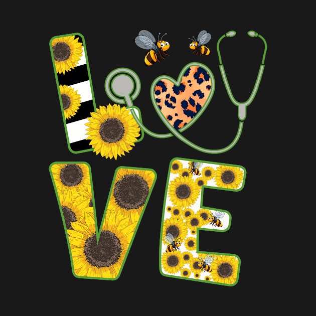 Future Nurse Shirt For Women Men Love Nurse Sunflower Leopard Stethoscope Funny Nurse Gift For Women Men by Norine Linan 