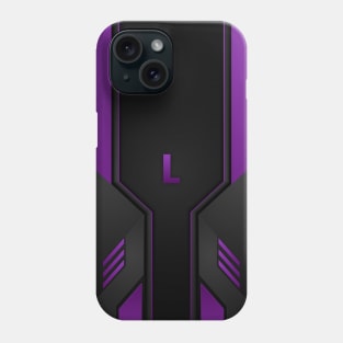 L Letter Personalized Gamer's Purple & Black Gradient Tech Sporty Design, Gaming Case for 13 Pro Max Phone Case