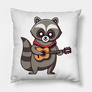 Raccoon Guitar Player Pillow