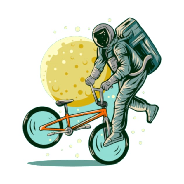 Astronaut freestyle bmx bike with moon by t-shiit