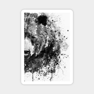 Black And White Half Faced Grizzly Bear Magnet