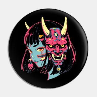 oni mask and the girl Pin