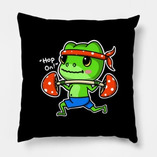 Goblincore Frog and Mushroom Weightlifting Pillow