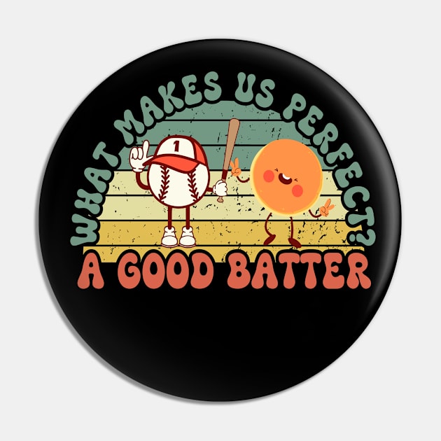 Funny Pancake and Baseball - Joke Pin by Prints.Berry