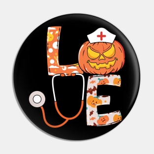 Love Nurse Halloween Gift With Pumpkin Pin