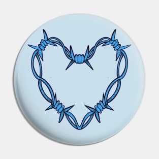 Blue barbed wire heart Pin