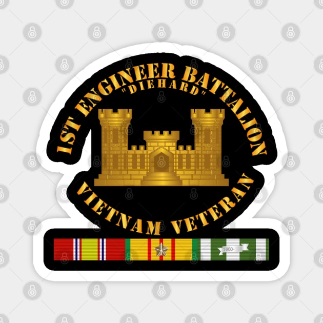 1st Engineer Battalion - Vietnam Vet w Branch w VN SVC Magnet by twix123844